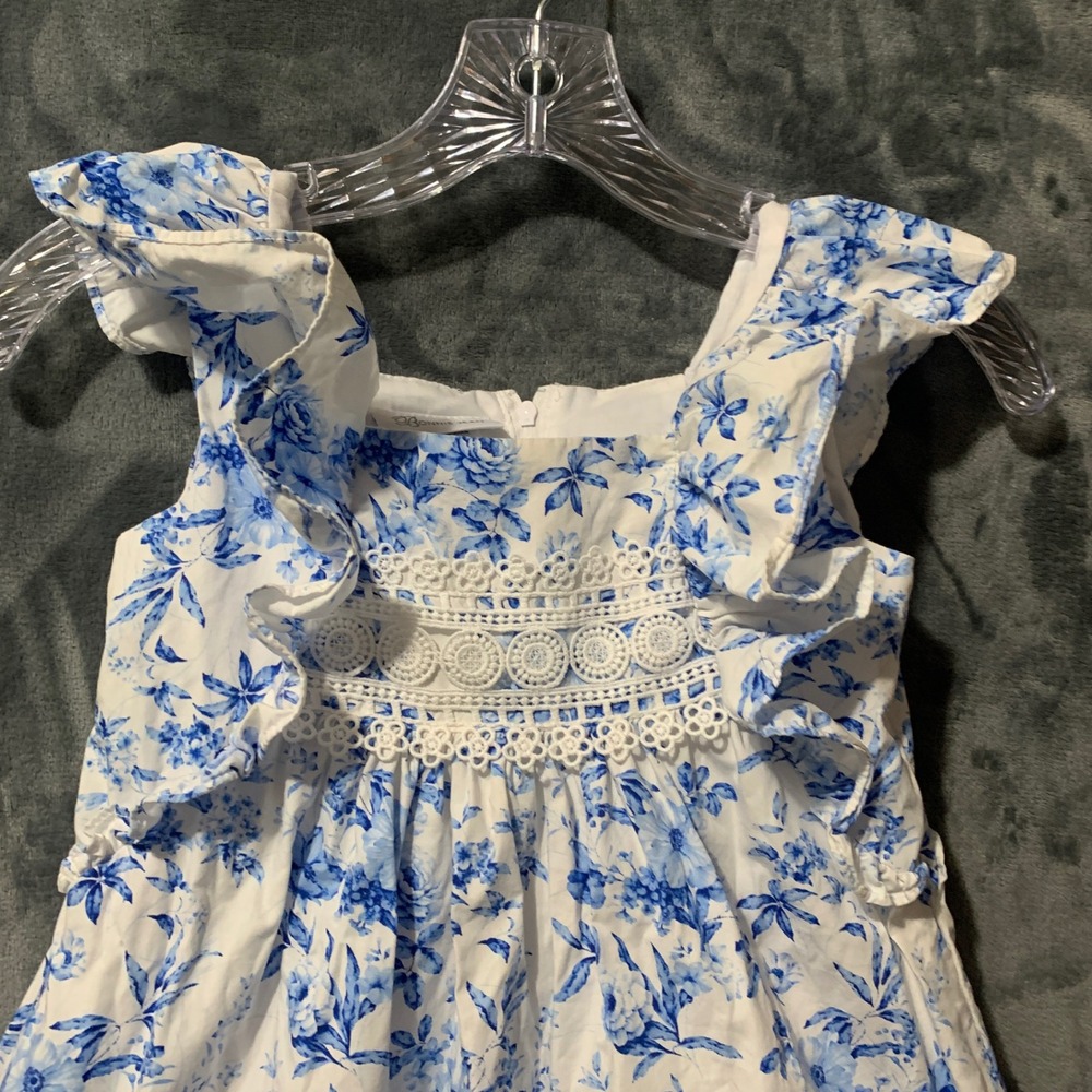 Bonnie Jean Dress Girls 6X R3-13396-HV Blue Floral Ruffle Crochet Lace EUC - Picture 11 of 16